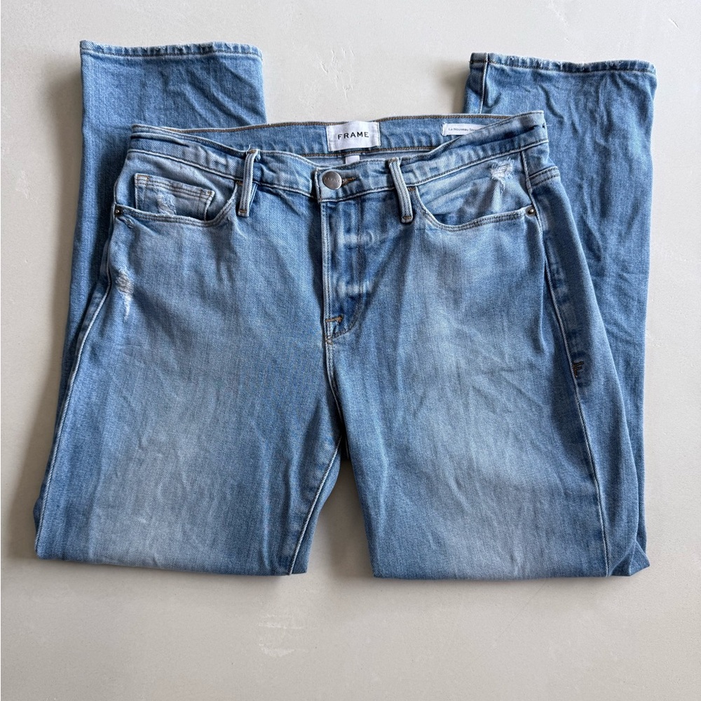 Frame Mirada Rips Light Wash Nouveau Straight Leg Jeans 29